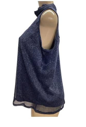 Luna  Rae Shimmery Blue Sleeveless Ruffle Neck Size XL New Without Tags