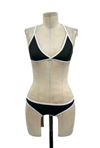 Hoaka Swimwear  Black White Trim Neoprene Two-Piece Bikini Set XS Plus / Small