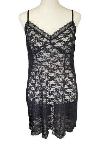 Secret Treasures  Sleepwear women's medium 8-10 black lace lingerie chemise slip