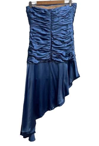 Cinq à Sept NEW NWT Cinq A Sept Eliza Strapless Asymmetrical Midi Dress In Deja Blue