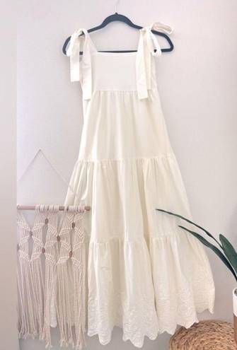 Jason Wu  l dress ivory White Babydoll Tiered lace Tie Shoulder sundress eyelet