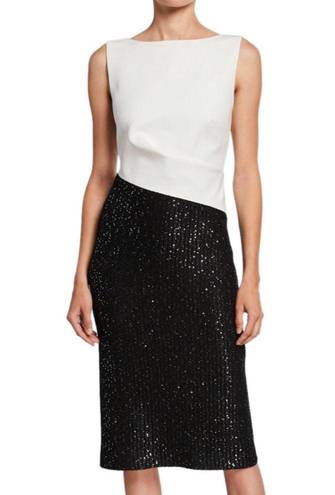 St. John  Colorblock Tuxedo Bodice Dress w/Sequin Ribbed Knit, Size 10 NWT $1395