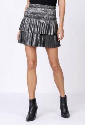 Current Air NWT  Metallic Pleated Tiered Mini Skirt