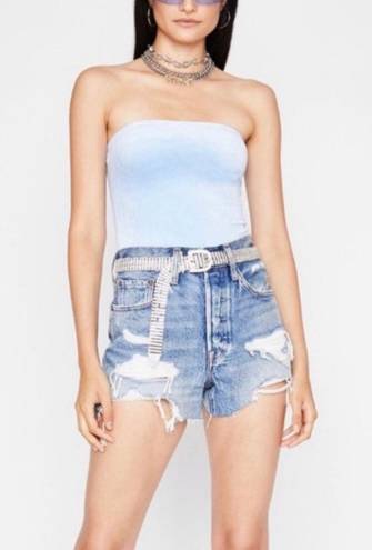 American Apparel NEW  Light Blue Velvet Bodysuit