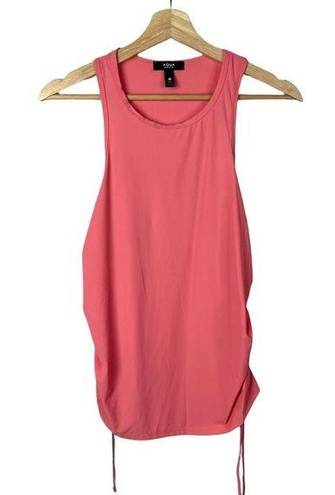 AQUA  Sport Coral Pink Scoop Neck Ruched Side Athletic Tank Top S