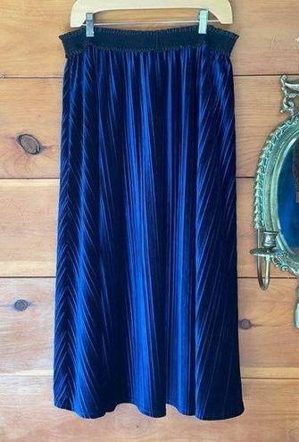 Laundry by Shelli Segal  Women Navy Blue Velour Velvet Elastic Waist Skirt Size L