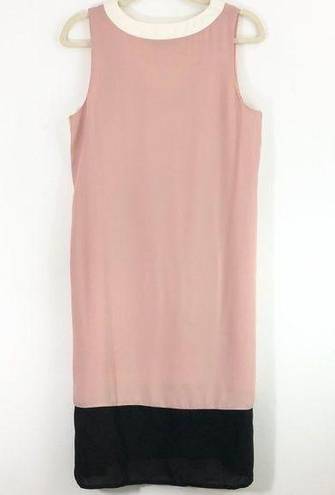 Doe & Rae New  Color Block Side Snap Dress Sleeveless V-Neck Shift Pink Black