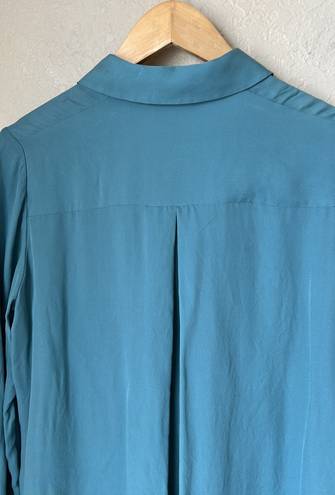 Vince Teal Silk Button Blouse