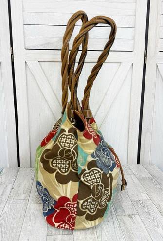 Relic  Floral Canvas Hobo Shoulder Bag Ivory Multi