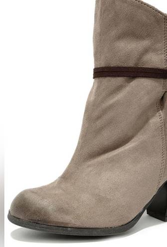 Qupid Keeping It Chill Taupe Oil Finish Slouchy Ankle Boots. Sizes 8 & 6.5. NEW IN BOX