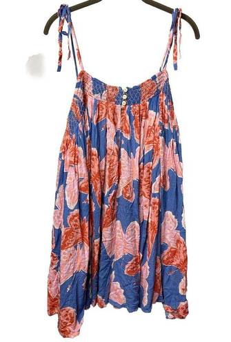 Free People  Rule The World Romper Monarch Combo Blue Pink Butterflies Large