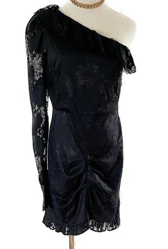 Alexis  Ilana One Shoulder Black Lace Mini Cocktail Evening Dress size M = US 4/6