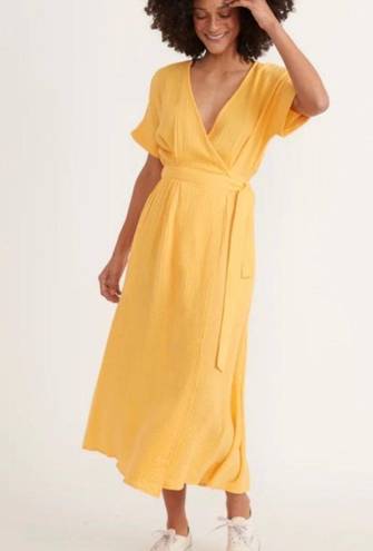 Marine layer Valencia gold yellow shirt sleeve midi wrap sundress M