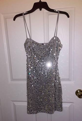 Silver sequin mini dress