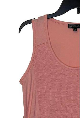 Pink Blush Dg2 Women Smocked Flowy Tank Top Scoop Neck Sleeveless Stretch Small 