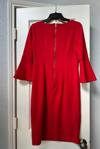 Shelby & Palmer  Red shift Dress 3/4 bell Sleeves business wedding Guest formal   