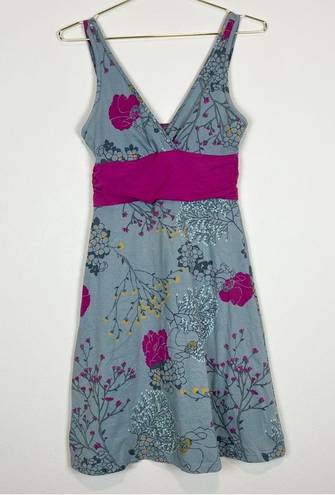 Patagonia  Margot Organic Cotton Gray Pink Floral Casual Dress Size XS