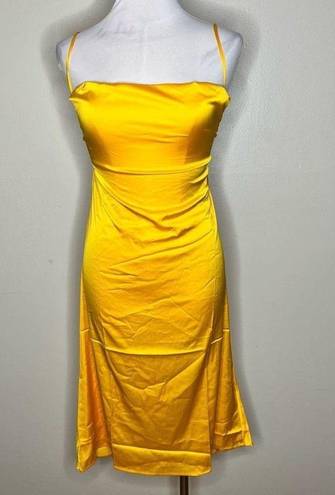 Danielle Bernstein NWT We Wore What  Slip Evening Dress LARGE Satin Lemon Chrome