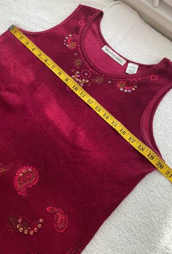 Victoria Jones tank top rounded neckline paisley print with sequins size X-Large