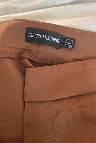 Pretty Little Thing Brown Satin Flare Pants