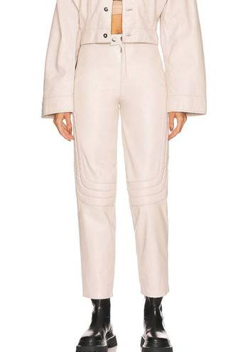 L'Academie L'Academia Leather Pants Bone White MEDIUM Tapered Moto Biker Designer NEW