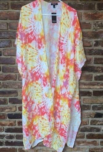 Torrid NWT  Pink Yellow Tie Dye Duster Kimono Women's Size 2/2X