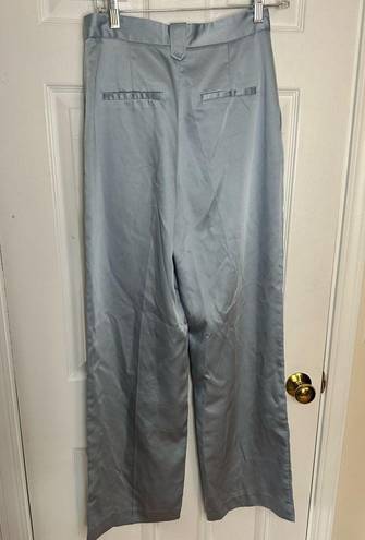 ZARA  satin blue wide leg high rise trousers pants small