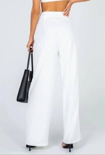 Princess Polly Huxley White Wide Leg Trousers 2