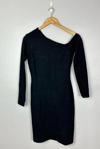 L'Agence NWT L’AGENCE One Shoulder Long Sleeve Black Cocktail Sheath Dress Small