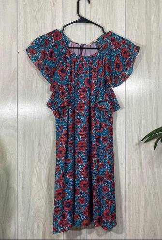 Rebecca Taylor  Silk Blend Lindsay Floral Ruffle Sleeve Dress size 2