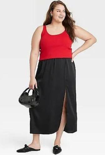  A-Line Maxi Slip Skirt - A New Day Black Women's 3X New