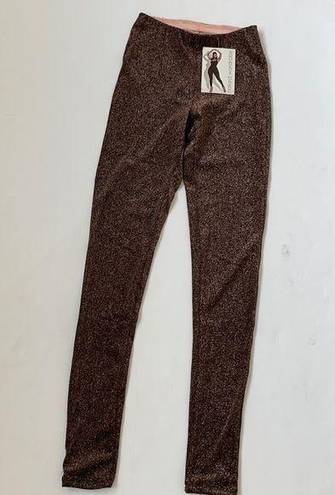 Naked Wardrobe  brown pink Rust metallic leggings S NWT