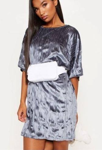 Pretty Little Thing  Silver Gray Velvet Rib Dress 6