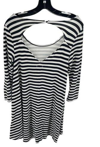 American Eagle  Womens Striped Dress Cutout Back Stretch White Black Medium