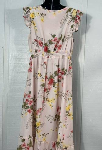 Isabel Maternity  Pink Floral Maxi Dress Size Medium EUC