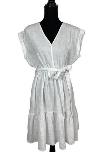 Magaschoni  Gauze Ruffle Dress White MEDIUM Organic Cotton Beach Resort Designer