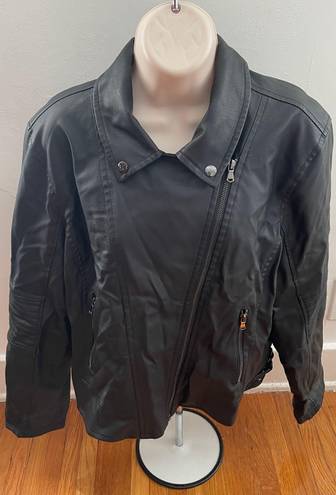 Celebrity Pink Black Vegan Leather Moto Biker Jacket, size XXL