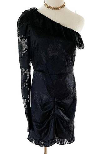 Alexis  Ilana One Shoulder Black Lace Mini Cocktail Evening Dress size M = US 4/6