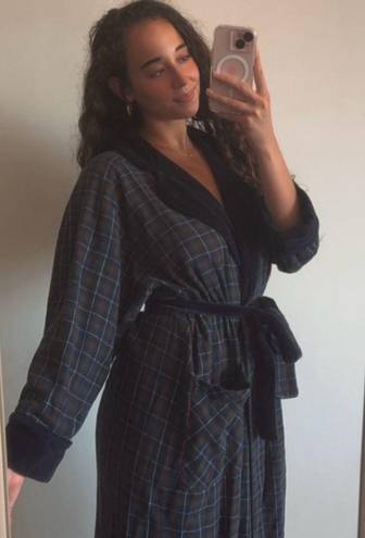 Victoria's Secret Vintage Y2K Victoria’s Secret Country Velvet Cotton Blue Green Red Plaid Robe