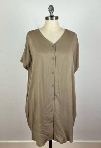 Oak + Fort  Tan V Neck Shirt Dress