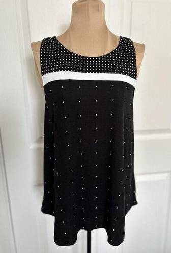 DKNY  Black & White Geo Dots Jersey Tank Top Size S