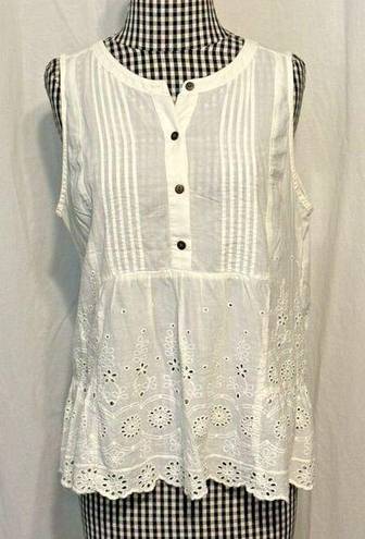 Sonoma  Goods For Life Women Top Size Small Sleeveless Cream Eyelet floral lace