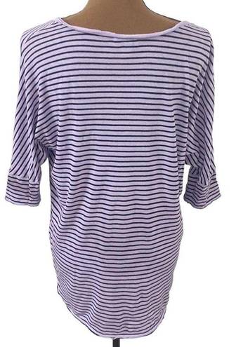 Edge Sundance maritime striped slouchy raw  v-neck tunic length tee lavender XS