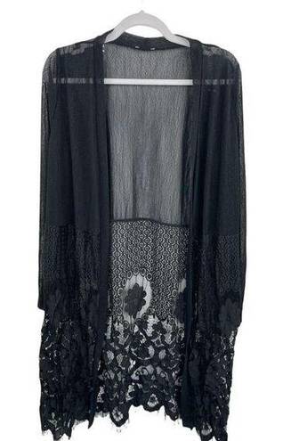 Black Witchy Boho Sheer Lace Long Sleeve Cardigan Duster size M/L Size L