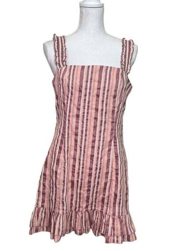 Alexis  Womens Brandy Mini Dress in Rose Stripe Wide Ruffle Shoulder XL New NWT