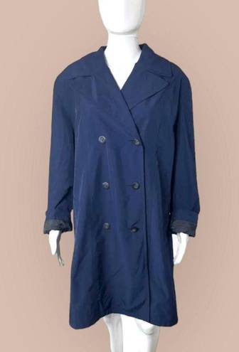 Jones New York Vintage  Blue Double Breasted Trench Coat Women’s Size 16