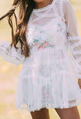 These Three Boutique Lace Floral Sheer Mini Dress