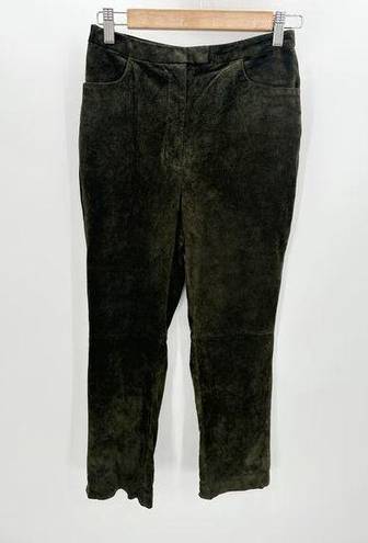 Caslon  Green Suede Leather Pants High Waisted Straight Leg Womens Size 4