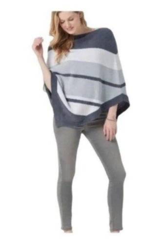 Barefoot Dreams  Grey Striped Ocean Breeze Poncho