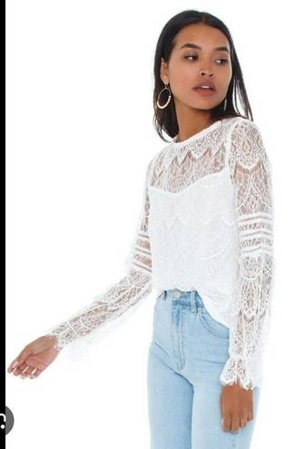 BB Dakota NWT  Smoke And Mirrors Lace White XS Nordstrom Blouse